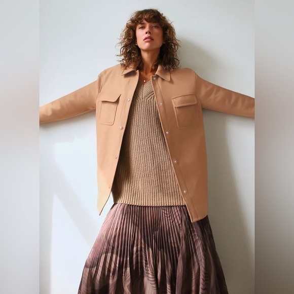 Aritzia Wilfred Rialto Wool Belted Shirt Jacket Camel Tan XS - Picture 2 of 9